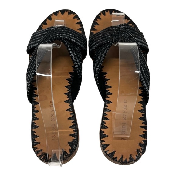 Jenni Kayne Raffia Crossover Black Slip On Casual Slide Sandals Women’s 38 - Picture 9 of 16